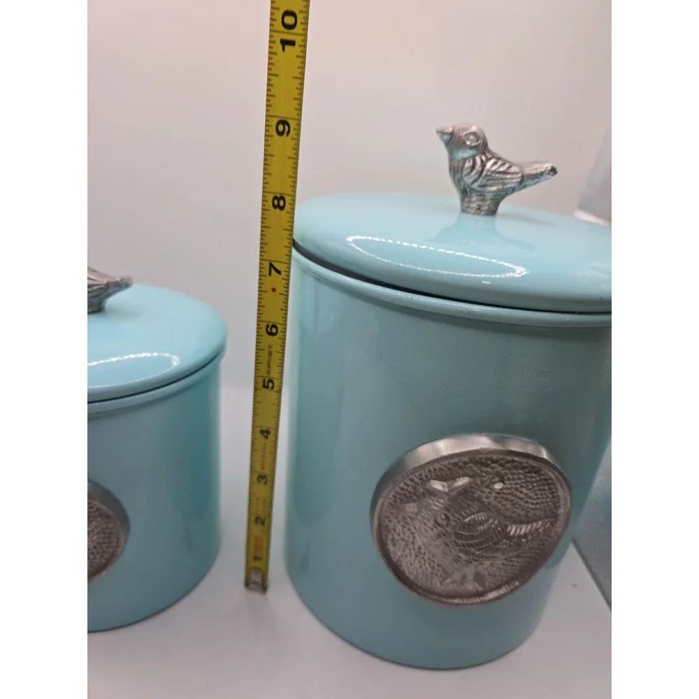 Old Dutch 2 Piece Lauren Bluebird Canister Set Robin Egg Blue Modern
